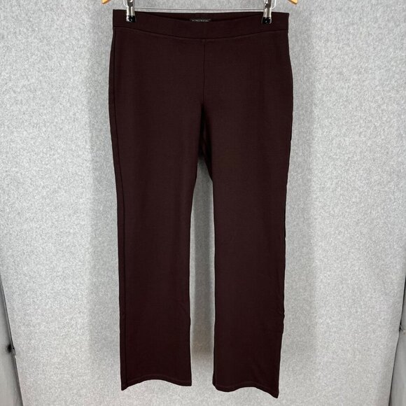 Eileen Fisher Ponte Knit Straight Leg Pull On Pant Size S Chocolate Brown Office - Picture 1 of 11